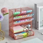 Spacrea Metal Pen Organizer, Pencil Holder for Desk, Desk Organizer with Drawer for School, Home, Art Supplies (Black) - Image 5